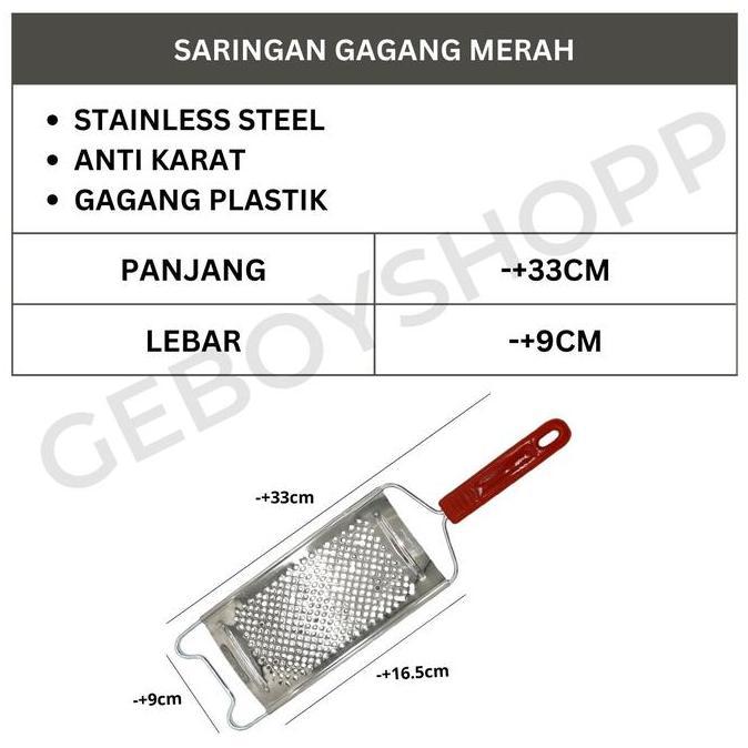 Set- Parutan Keju / Parutan Kelapa / Parutan Wortel Stainless Gagang Merah - Kitchenre