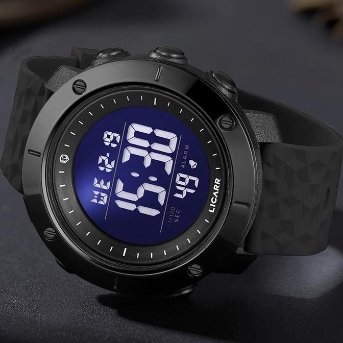 LICARR Jam Tangan Pria Olahraga Original Digital Fashion Kasual Tahan Air dengan Stopwatch 9520