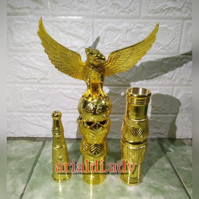 PREMIUM / logo garuda tiang pataka garuda kuningan coran tebal disepuh emas