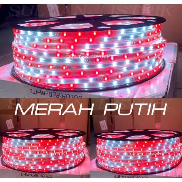 PREMIUM / Lampu LED Strip Selang outdoor merah putih led strip 220v merah putih SNI