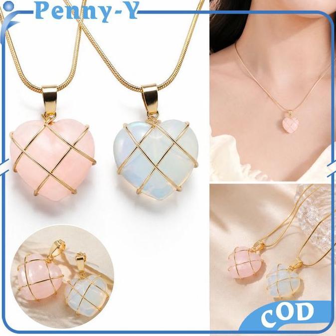 VIOVYS Kalung Heart Stone Barbie Diamond Castle Liontin Kristal Wanita Aksesoris Fashion Princess Lo