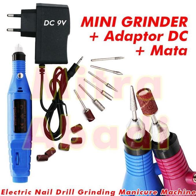 Mesin Mini Grinder Grafir Bor Potong Gerinda Ukir + Adaptor DC + Mata