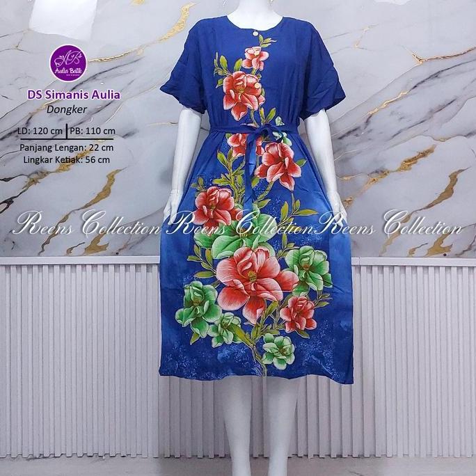 Whell- Aulia Batik Daster Simanis Batik Print | Daster Tangan Pendek Selutut 3 Kancing Depan Busui S