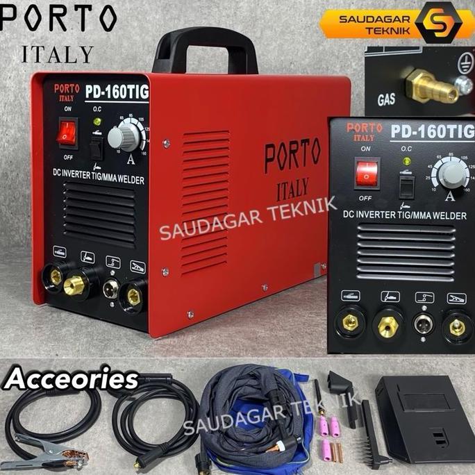 Porto Pd 160 Pd 160 Tig Mesin Las Mma Tig Gas Argon Stainless Steel Trafo Inverter Las 160A Porto Pd
