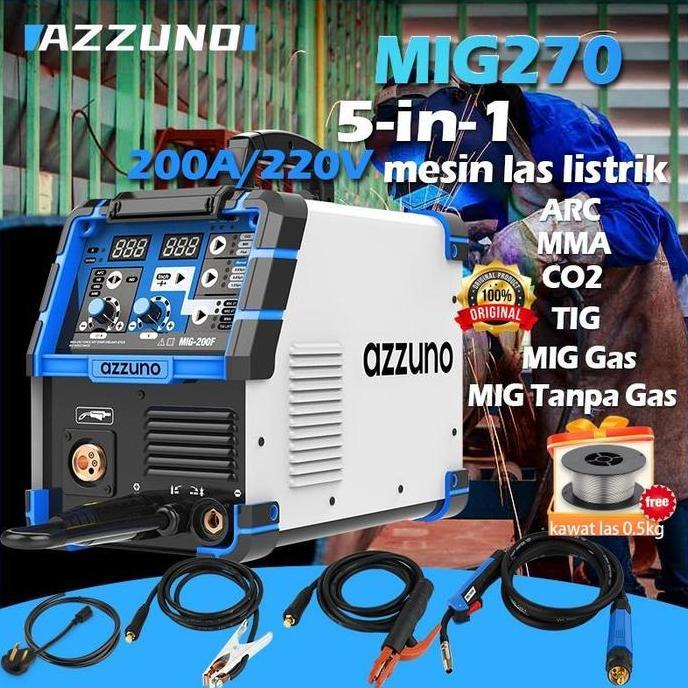 Azzuno Mesin Las Listrik Mig 5 In 1 Las Tig Argon Otomatis Mesin Multi Pro Tanpa Gas Welding Machine