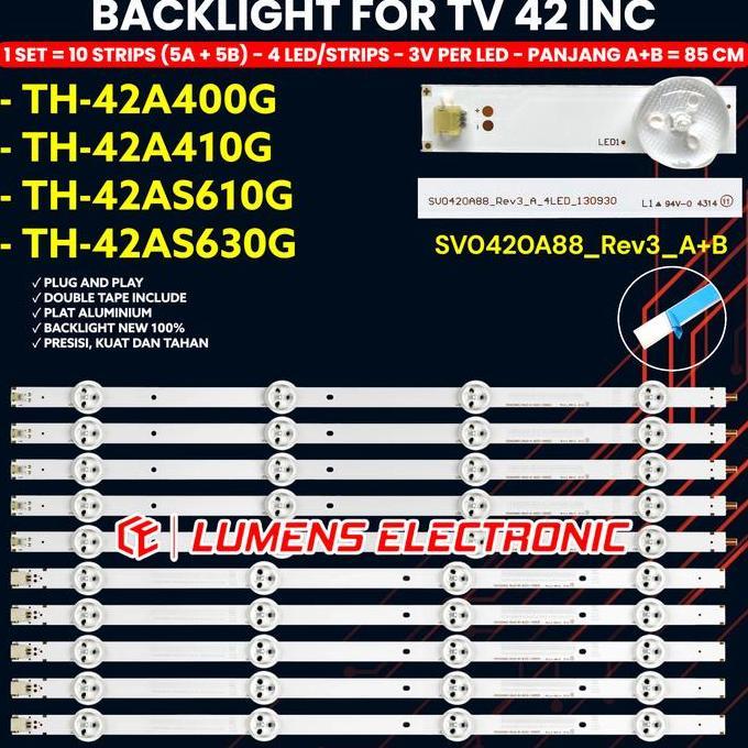 BACKLIGHT TV PANASONIC 42 INCH TH-42A400G TH-42A410G TH-42AS610G TH-42AS630G 42A LAMPU BL LED 42A400