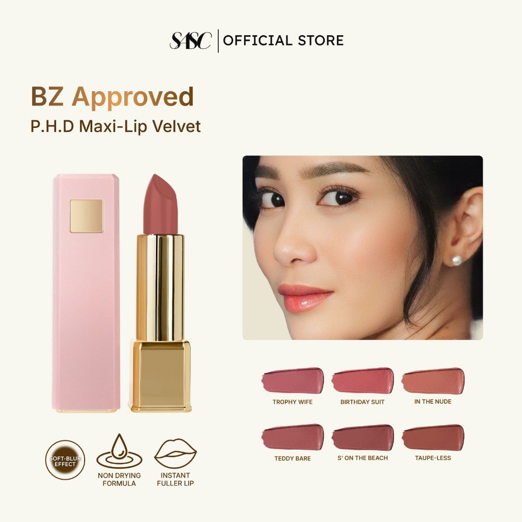 [BUNGA ZAINAL APPROVED] SASC P.H.D Maxi-Lip Velvet Lipstick Plump Effect - Fuller