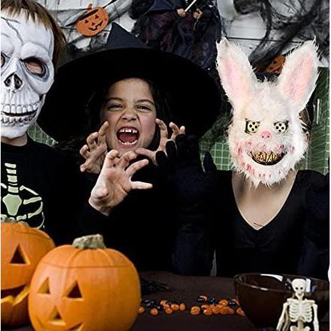 DEFAECO Topeng Maskot Kelinci Berdarah New Led Light Topeng Halloween Seram