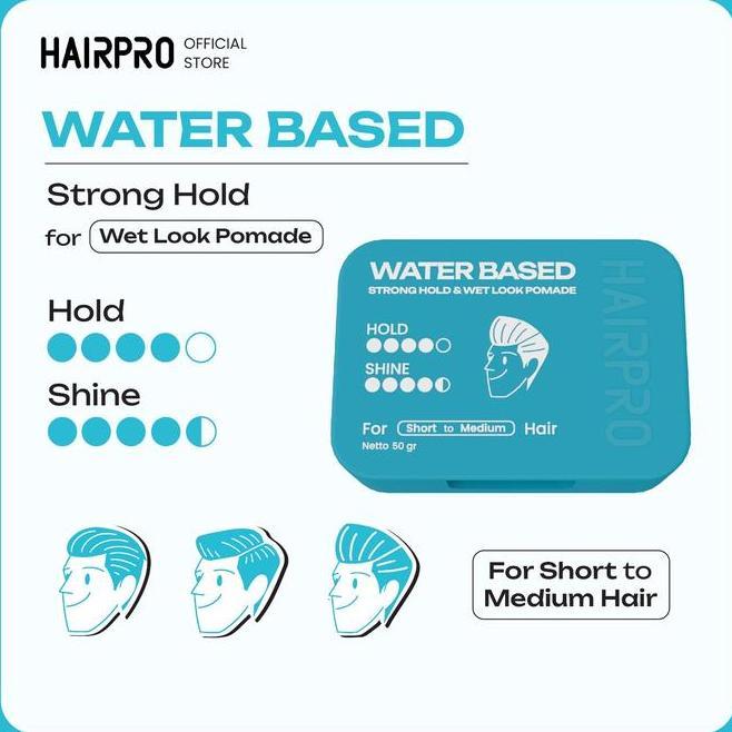 Hairo Waterbased Pomade Untuk Rambut Rapi Berkilau Anti Rambut Kering Kusam Melembabkan Rambut