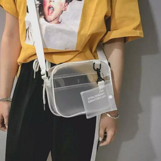 DE86 - Tas Wanita Transparan cantik Tas BENING Selempang