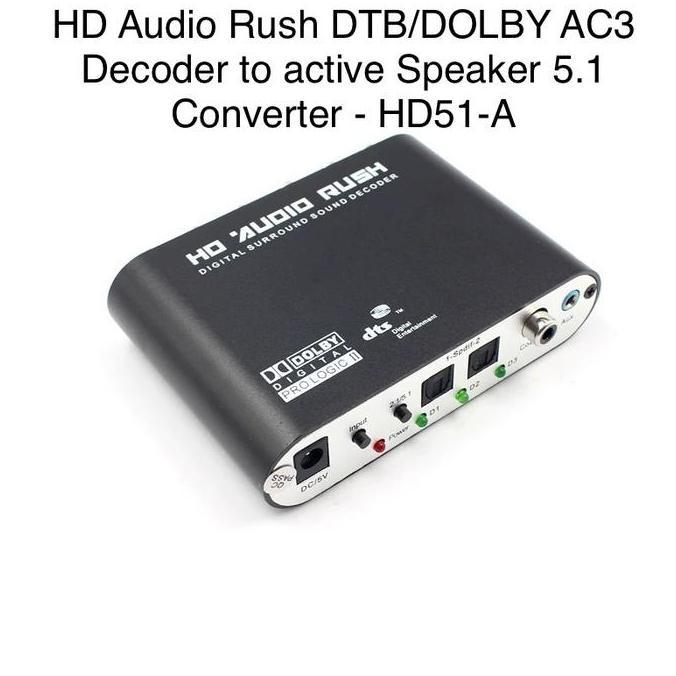 IDHIAYI HD AUDIO RUSH  DTS / Dolby AC3 Decoder to Active Speaker 5.1 Konverter - HD51-A
