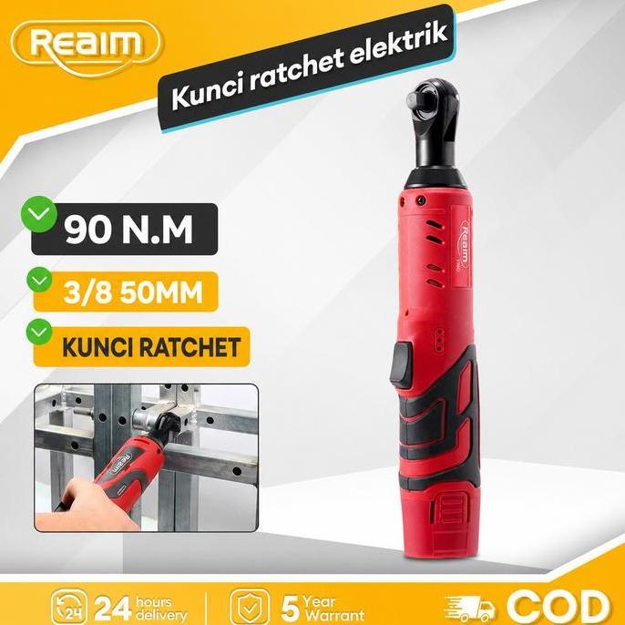 IDHIAYI REAIM Kunci Rachet Listrik 12V 3/8" Cordless Electric Ratchet Wrench Set Torsi Kuat, Ringan 
