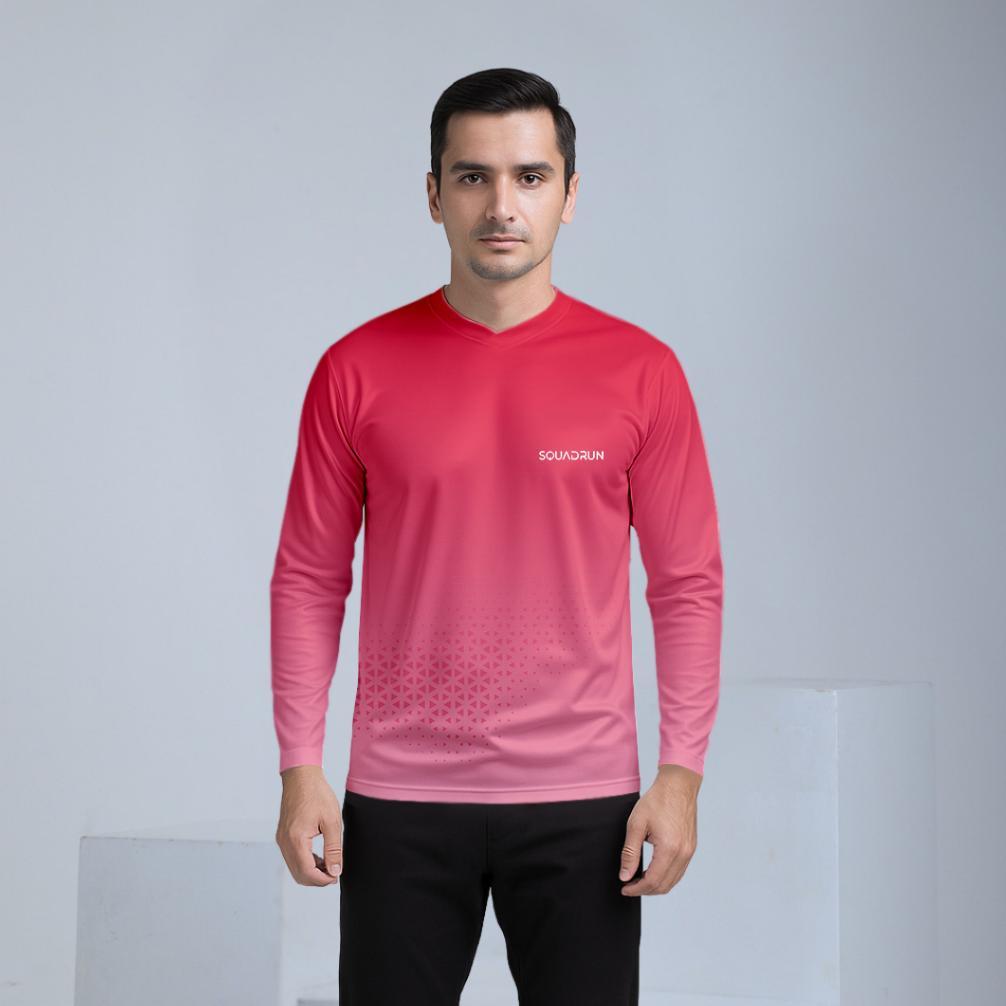 Diskon Squadrun - Baju Running Kaos Olahraga Pria Lengan Panjang Atasan Dry Fit Gradient Motion Full