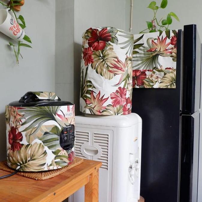 FATICATUL_STORE - STILETTO - GKM SET MOTIF TROPICAL - COVER/SARUNG/TUTUP GALON KULKAS MAGIC COM - IS
