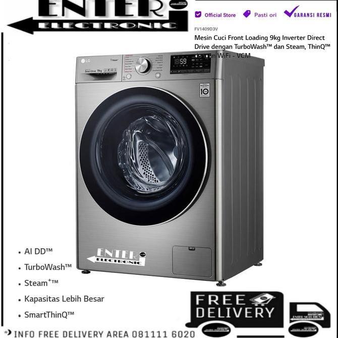 Bestseller- LG FV1409D3V - MESIN CUCI FRONT LOADING 9 KG PLUS DRYER LG FV 1409D3V