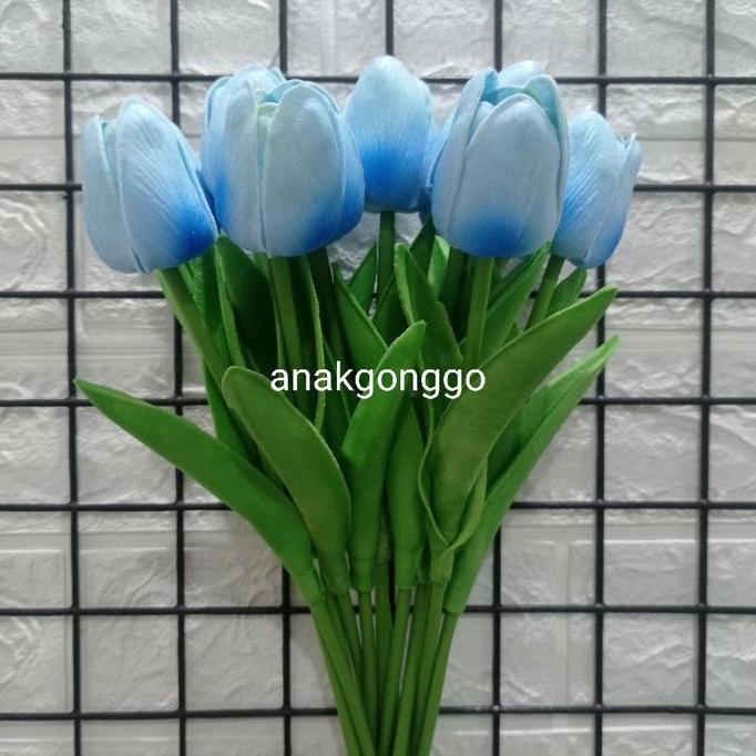 Grosir Bunga Jakarta 12pcs Tangkai Tulip Latex Gradasi Biru Hiasan Pajangan Dekorasi Harga 1 Lusin T