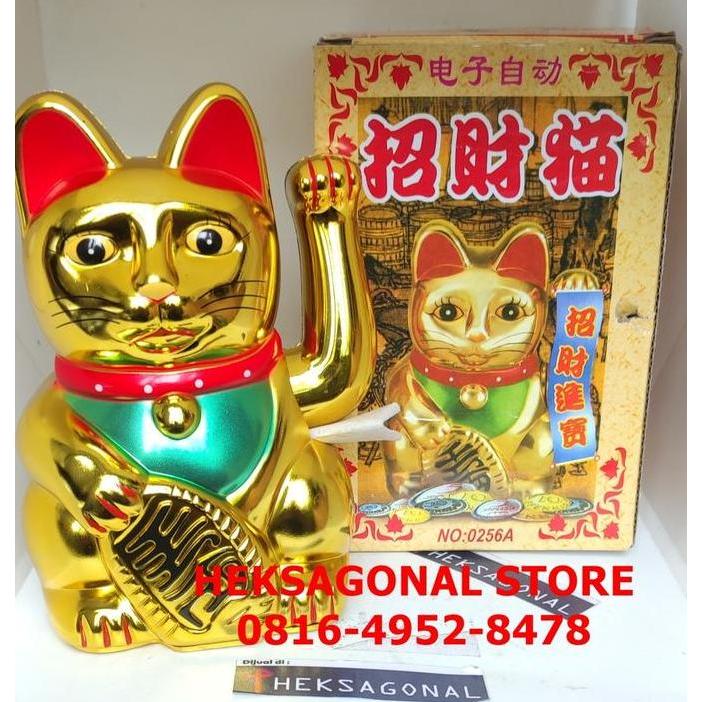 ;&;&;&;&] Patung Kucing Hoki 16cm Besar Yuan Bao Qian Uang Emas BPN
