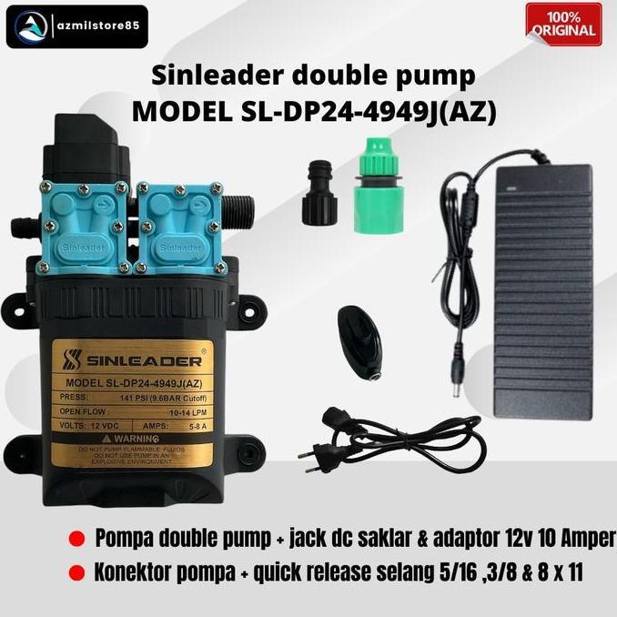 TERBARU - Pompa Sinleader SL- DP24-4949J(AZ) Doublepump + Adaptor 8/10 Amper