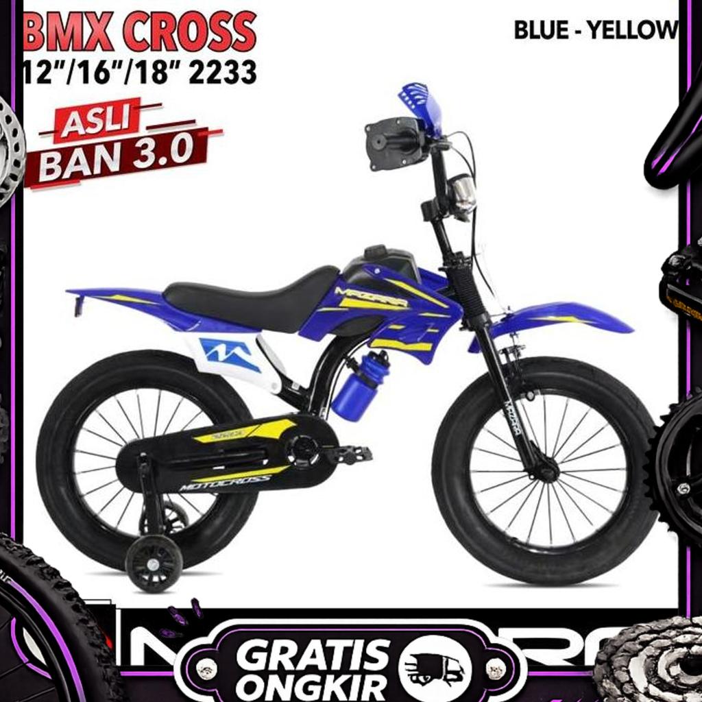 Sepeda Anak Bmx 12 Inch Motorcross Mazara 2233 Ban 3.0 Sepeda Anak Ban Jumbo
