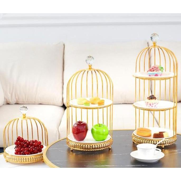 Ceramic Cake Stand Bird Cage Dessert Table Decor HS