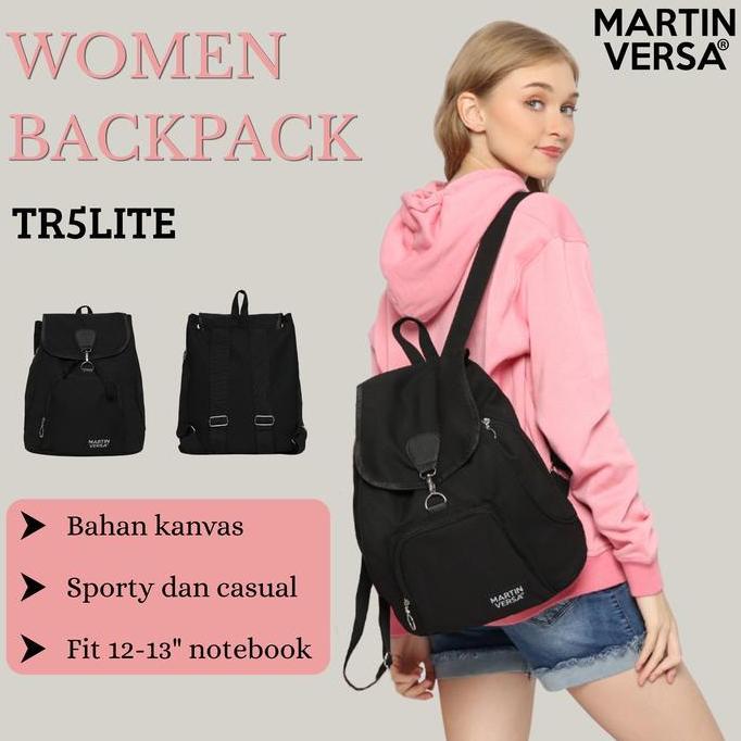 Juinju- Tas Ransel Nita Tr5Lite Canvas Polos Hitam Martin Versa Backpack Polos