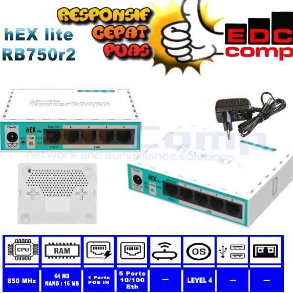 Mikrotik Router Indoor Rb750R2 / Hex Lite / Router Rb750 R2 Hex Lite
