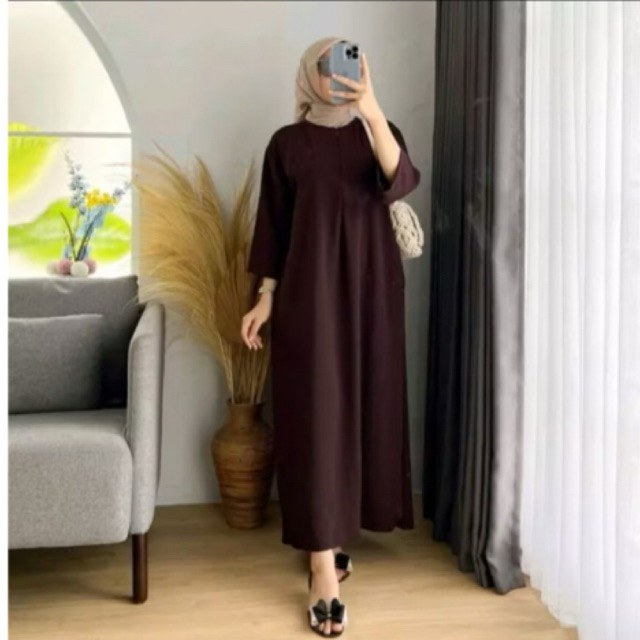 Daster Gamis Lengan 3/4 Rayon Garis-Garis Jumbo
