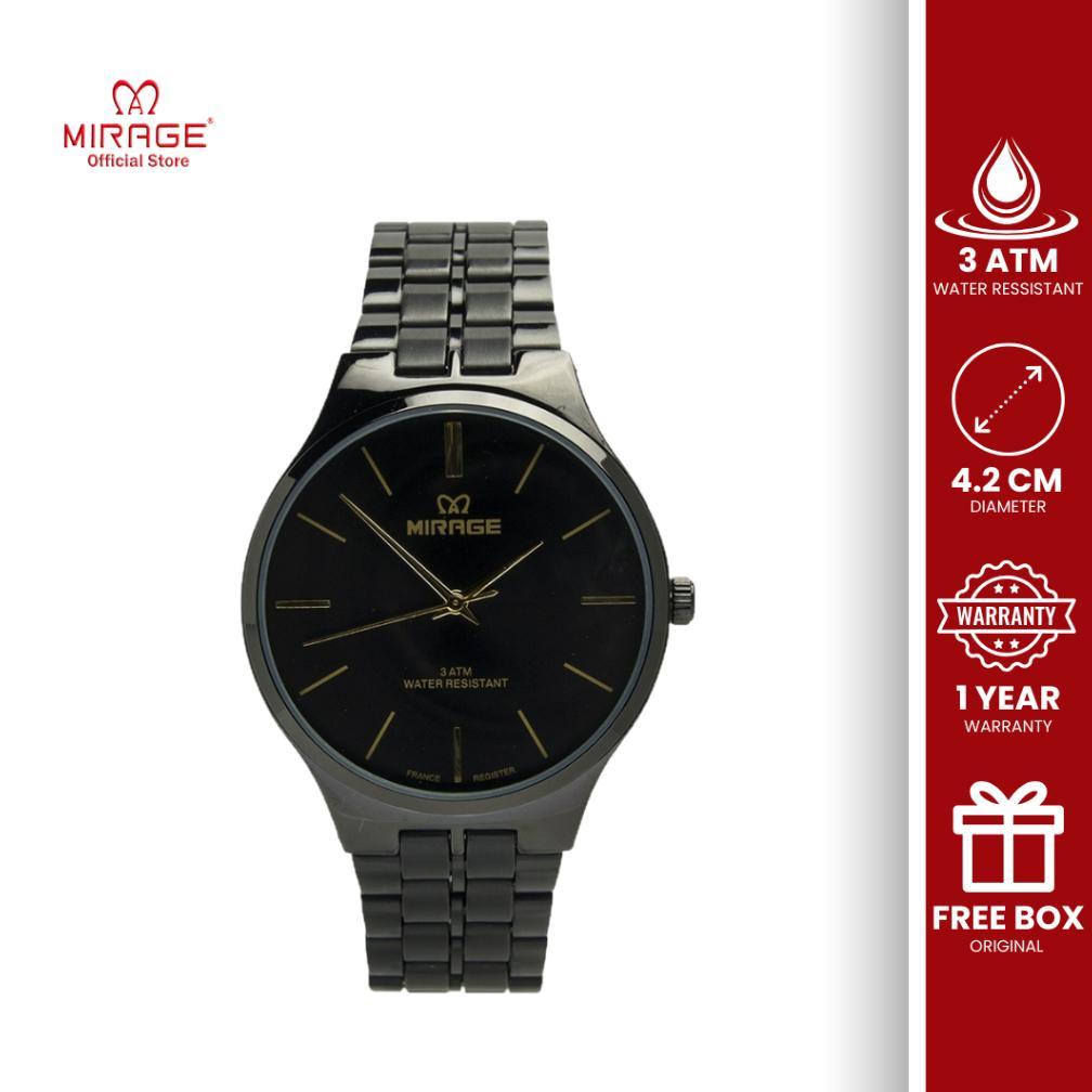Mirage Jam Tangan Pria Kasual Original Hitam 18602 M Analog Water Resistant 3 ATM Anti Karat