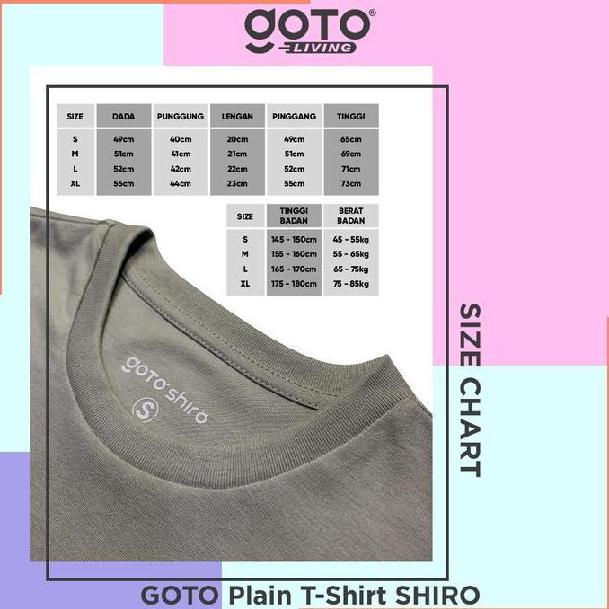 KUSUMORO Goto Shiro T-Shirt Baju Polos Kaos Pria Wanita Unisex Supima Cotton