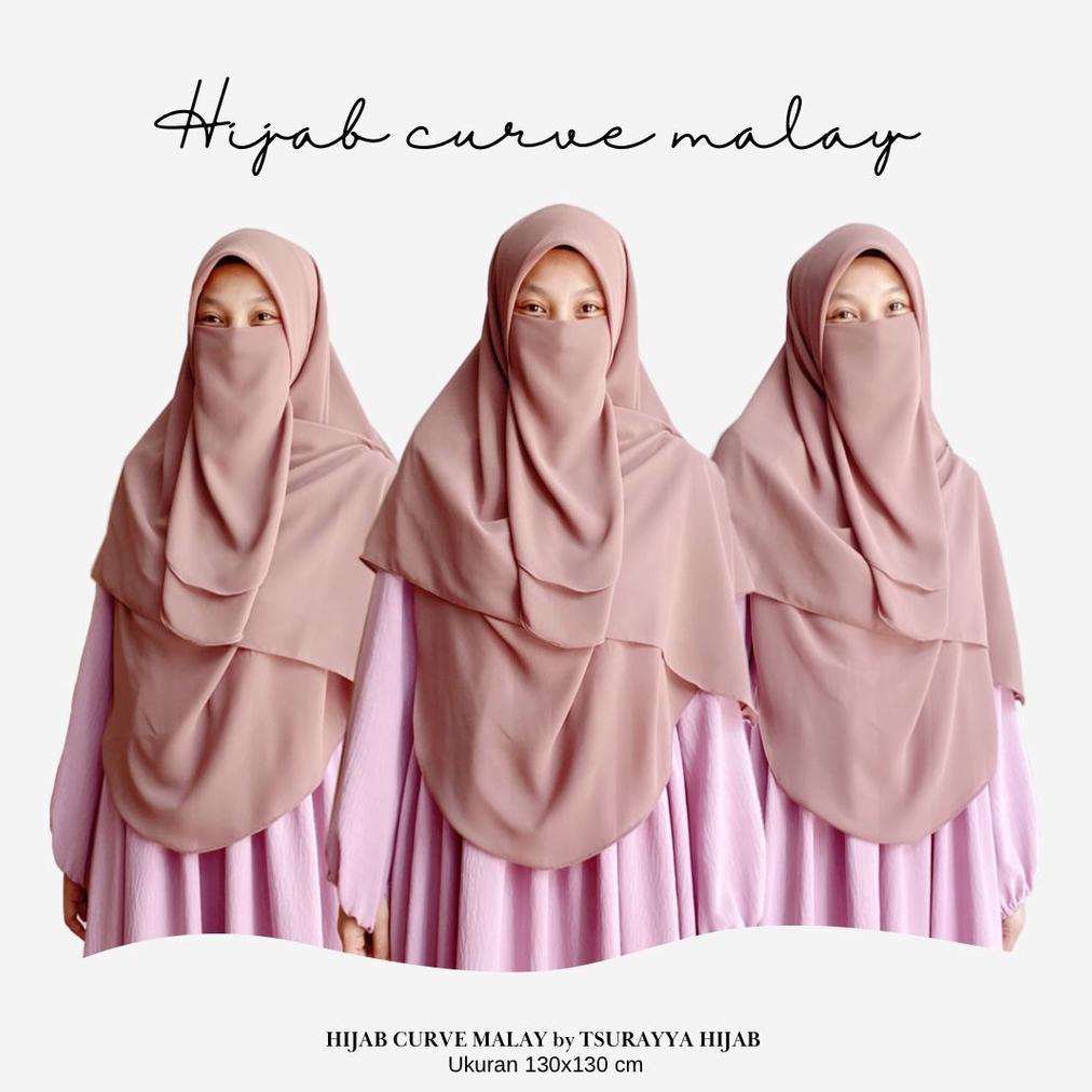 Flash Sale Tsurayya - Hijab Set Cadar/Saja(tanpa cadar) Hijab Segiempat curve malay 130X130 / segiem