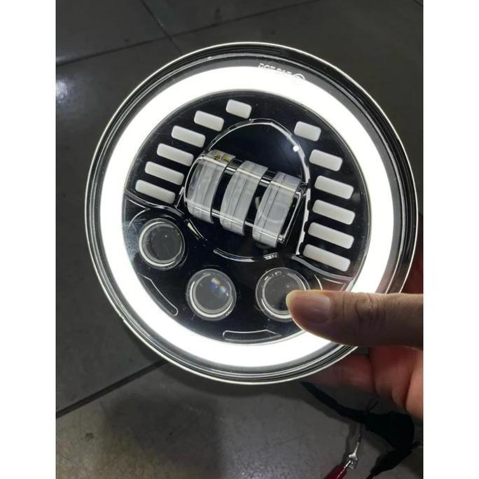 Lampu Projector Led Daymaker Harley 7 Inch Jepp 4 Led High Low Daymaker Bulat Universal Motor Mobil