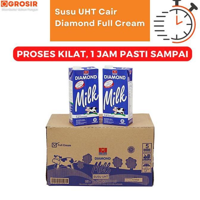 Runmilk- Susu Diamond Uht 1 Liter Full Cream Karton Isi 12 Pcs Dus