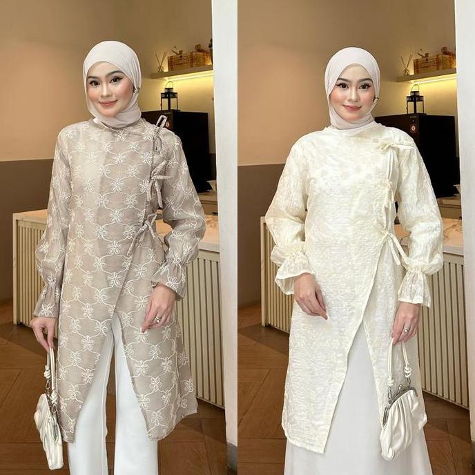 Dezhaf - Ruby Tunik Tencel Bordir / Tunik Papper Silk / Tunik Lebaran