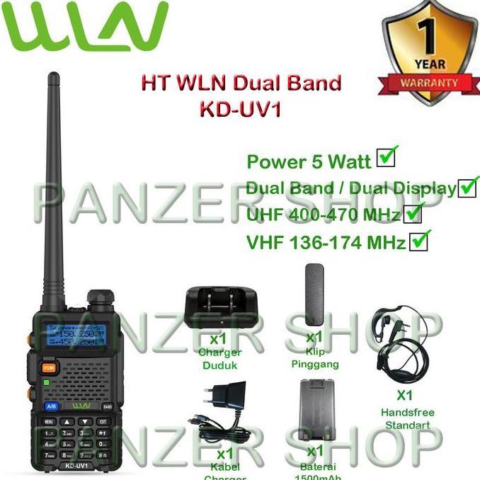 PAKET STANDART HT WLN KD-UV1 DUAL BAND (UHF,VHF) DAYA 5 WATT