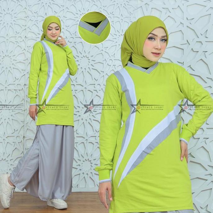Baju Olahraga Senam Set Rok Celana Muslimah / Setelan Baju Olahraga Wanita / Stelan rok celana kaos 