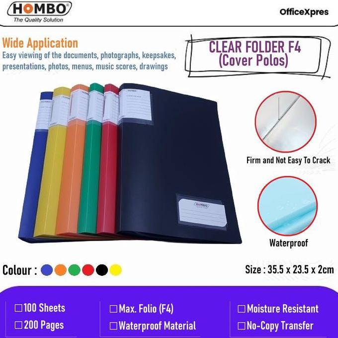 JAVXIACI Map Plastik / File Dokumen Keeper / Clear Holder F4 Folio 100 Lembar