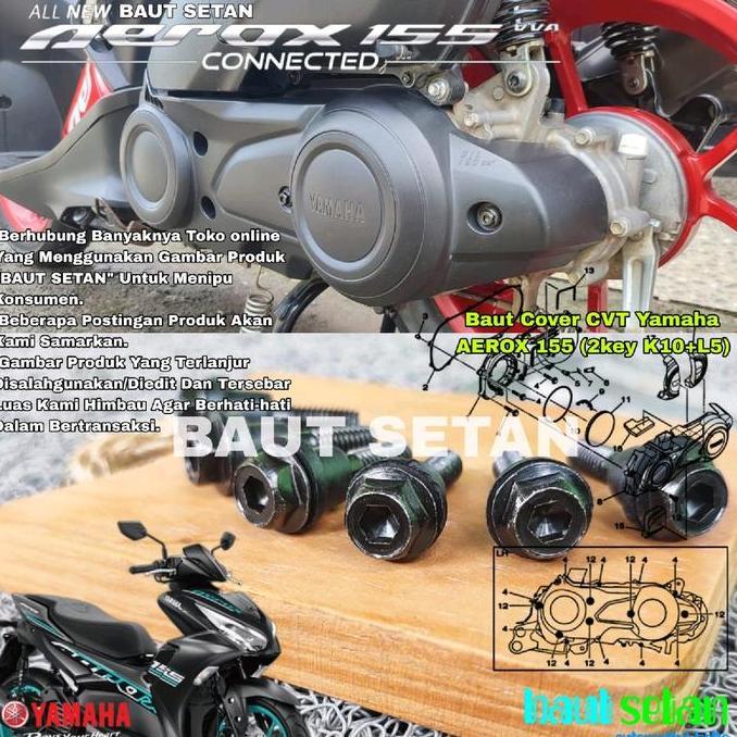 Baut Set Cover Cvt Yamaha Aerox 155 Mode Dua Kunci Accessories New