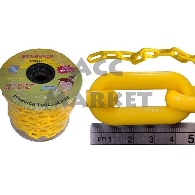 Rantai Plastik Pembatas PVC METERAN 8 Mm Warna