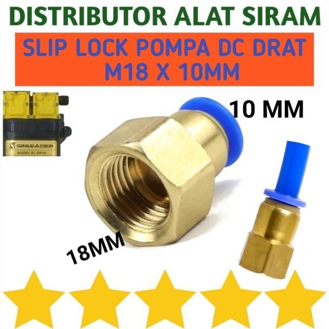 FITTING PNEUMATIC M18 X 10MM NEPEL POMPA DC DRAT 18MM SELANG PU 10 MM