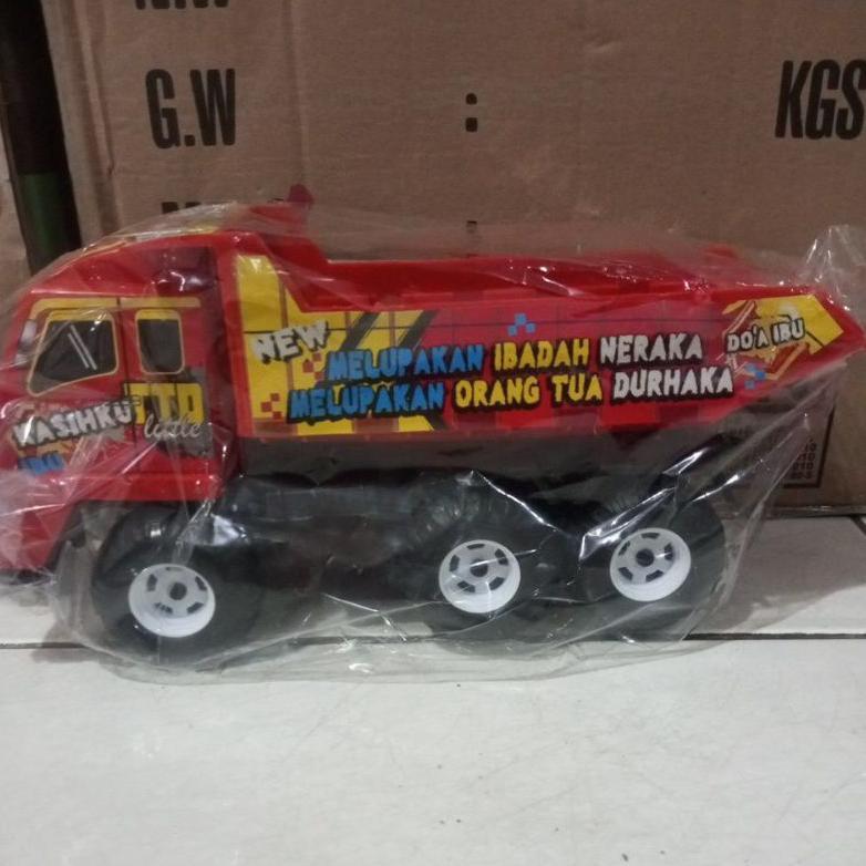 ready stock mainan mobil truk bak pasir/truk oleng + stiker dan kata2 ttd new