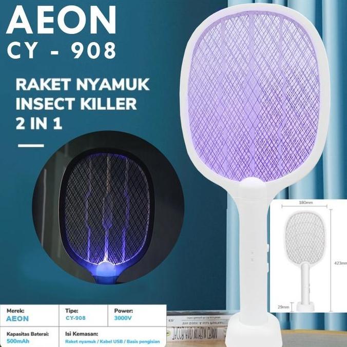 Raket Nyamuk AEON Insect Killer UV LED 2in1 canggih Recharge Batre 500mAh Ekonomis