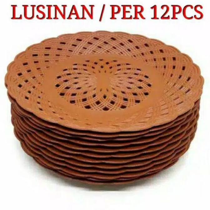 Piring Rotan plastik warna coklat kwalitas bagus