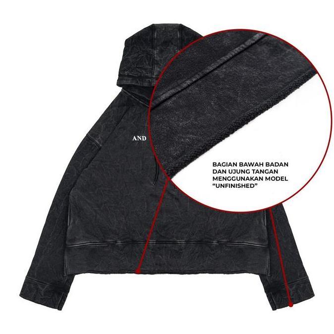 Moxie Hoodie Crop Washed  Oversize Unfinish Unisex Youth