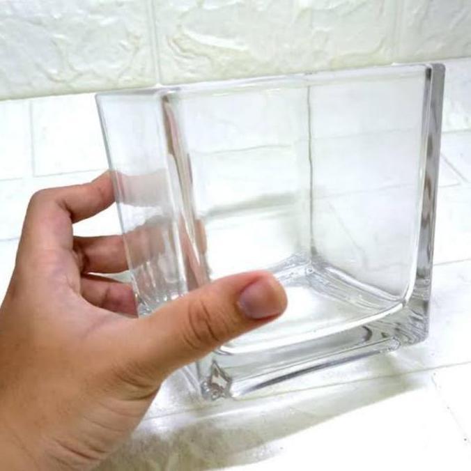 VAS BUNGA KACA KOTAK PERSEGI / POT TANAMAN AIR HIDROPONIK AESTHETIC