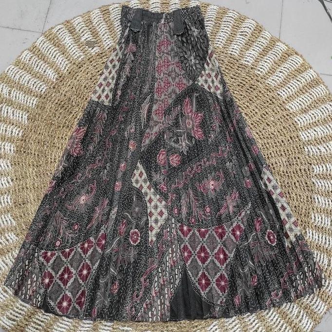 Dwikifajar99 - F'Roza-Rok Plisket Batik Jumbo Premium Bahan Katun Halus Tebal Tidak Menerawang Muat 