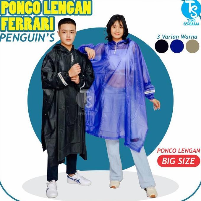 Jas Hujan Mantel Raincoat Ponco Lengan Penguin Ferrari Pria Wanita