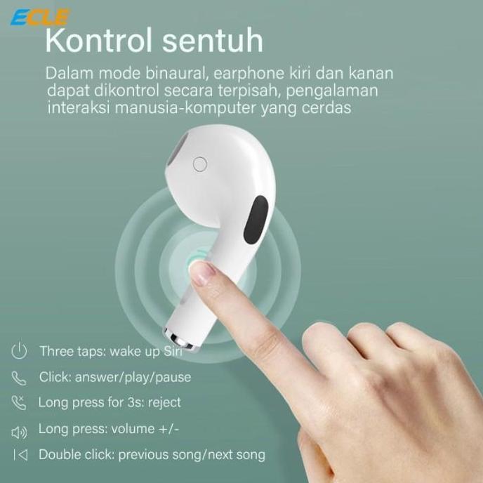 ECLE Pro 6 TWS Earphone True Wireless Earbuds Smart Touch Waterproof