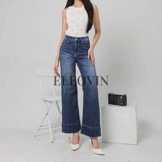 Eleovin Fashion Kulot Tommy | Celana Panjang Highwaist Wanita Premium Wanita Polos Pocket Depan Stre