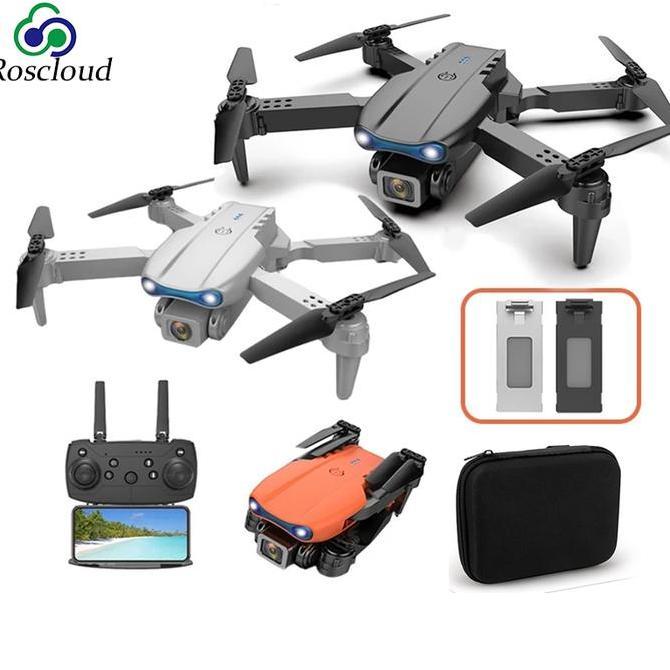 Roscloud Drone RC E99, kamera kendali jarak jauh 4k piksel, mainan terbang kendali jarak jauh Wifi d