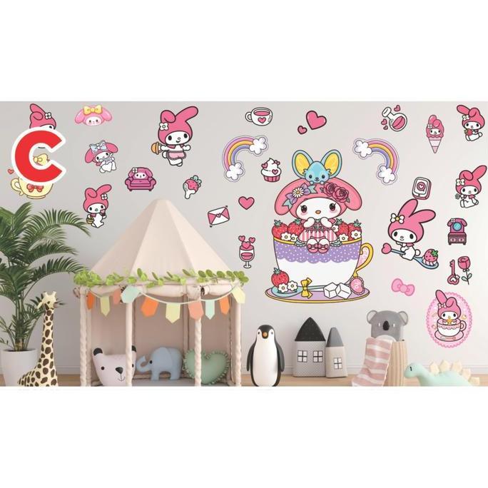 Semesta Wall Sticker Sanrio Cartoon Stiker Dinding Wallsticker